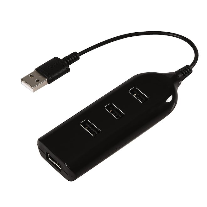 Concentrateur USB-A vers 4 ports USB-A de Jensen, noir