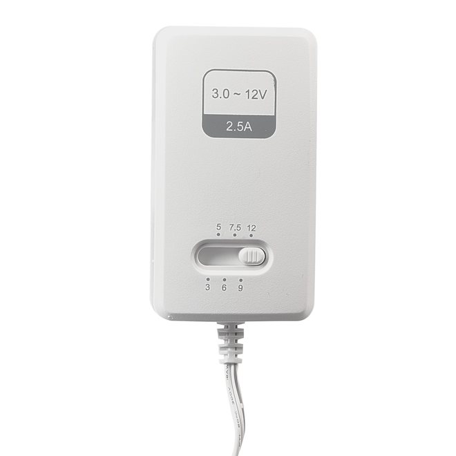 Adaptateur d'alimentation universel de RCA, CA à CC, blanc, 2500 mA