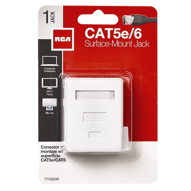 RCA Cat5e/6 Surface-Mount Jack - White