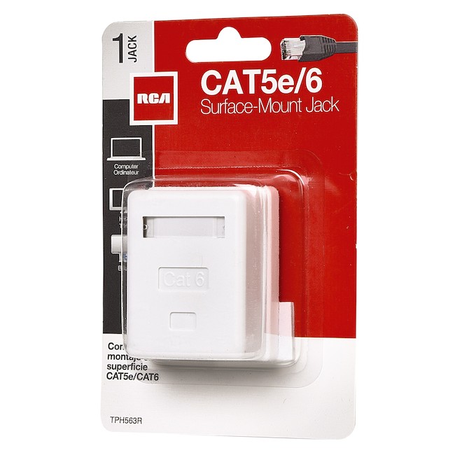 RCA Cat5e/6 Surface-Mount Jack - White