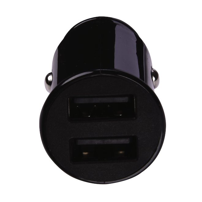 Jensen USB Car Charger - 2 plugs - Black