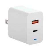 Chargeur mural Jensen 20W avec double port USB C et USB A 3,0, blanc