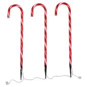 Canne de bonbon décorative lumineuse, 28 po, ens. 3 pièces