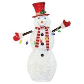 Illuminated Snowman- 52" - Fabric/Wire - Red/White