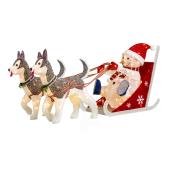 Lighted Snowman in Sleigh with Dogs - Illuminated