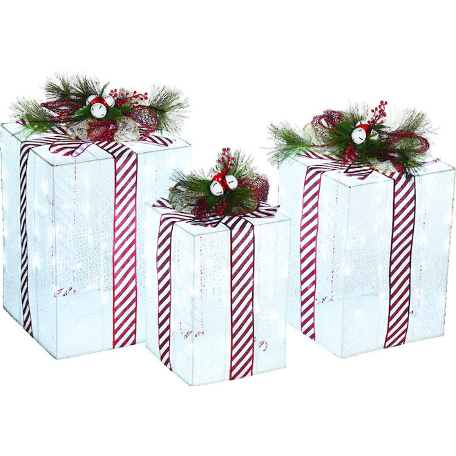 HURRISE Lot de 3 boîtes cadeaux Noël, décoration intérieure/extérieure
