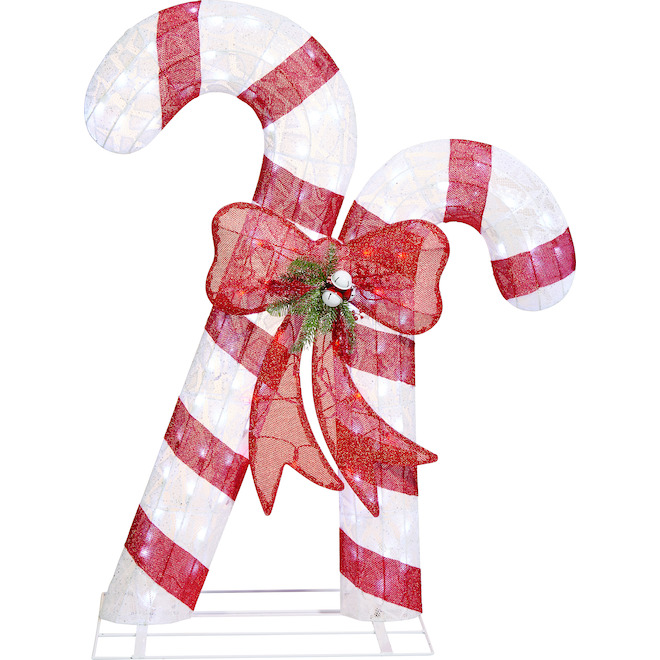 CELEBRATIONS BY L&CO 45-in Freestanding Candy Cane Decoration with White LED Lights