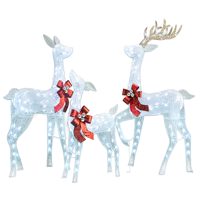 Holiday Living 3-Pack 60-in Freestanding Deer Decoration with White LED ...