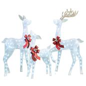 Holiday Living 3-Pack 60-in Freestanding Deer Decoration with White LED Lights