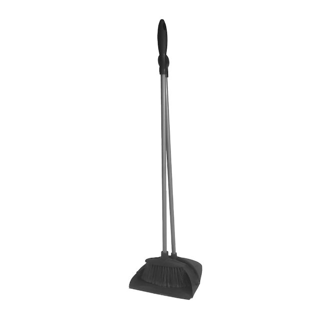 VALU+ 6.5-in Grey Metal/Plastic Broom and Dustpan