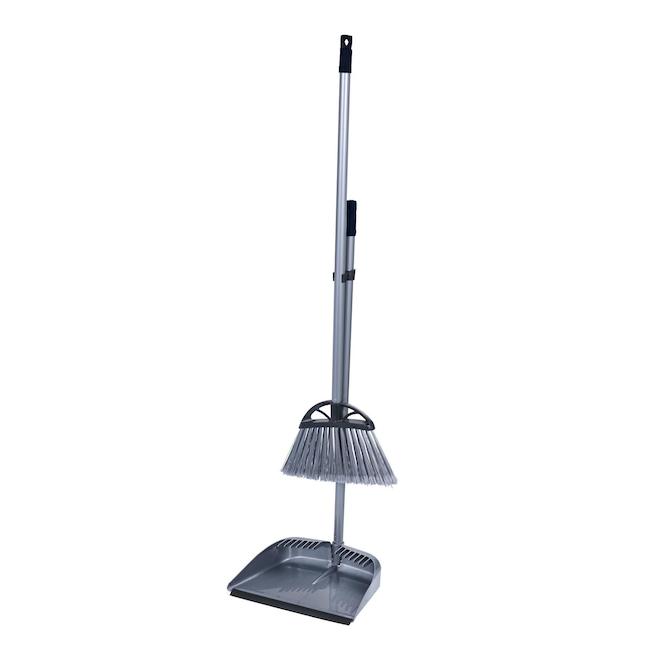 VALU+ Lobby Dustpan and Broom Kit 9.5-in - Grey