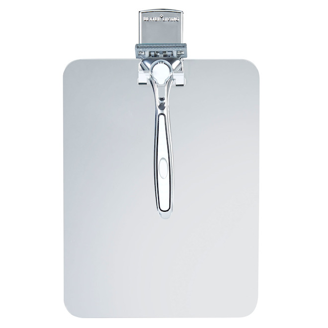 miroir anti-buée incassable pour douche chromé miroir de douche avec un support de rasoir pour le rasage avec ventouse puissante Luxo Miroir de rasage 
