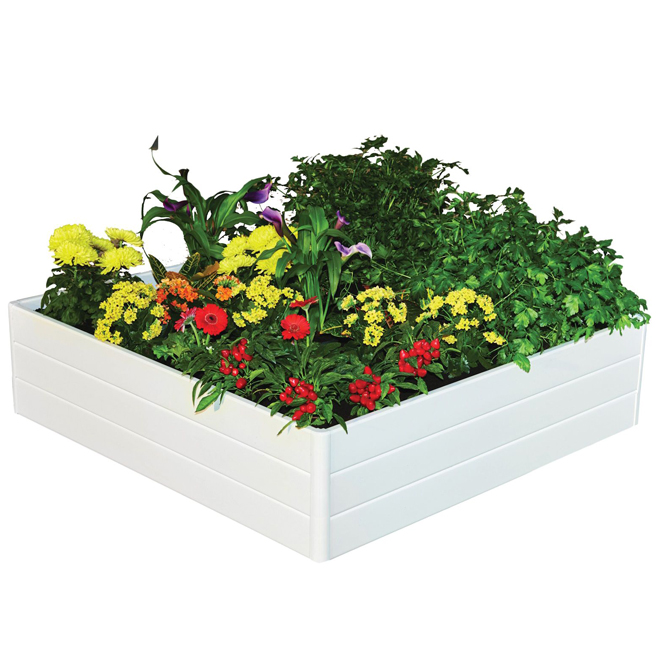 Bac de jardinage carré surélevé Heritage par NuVue en plastique blanc 44,5 x 11,5 po h.