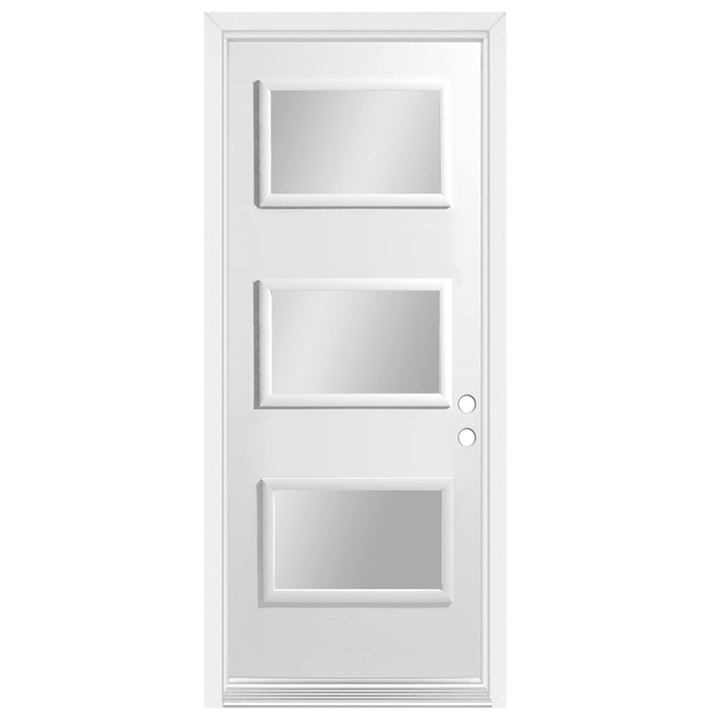 Dusco Doors White Steel Entry Door 3 Light and Lefthand - 34 x 80 x 7-1/4-in