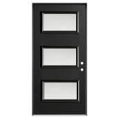 Porte d'entrée Dusco Doors en acier noir 3 verres gauche - 34 x 80 x 7 1/4 po.