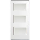 Porte d'entrée Dusco Doors en acier blanc 3 verres droite - 34 x 80 x 7 1/4 po.