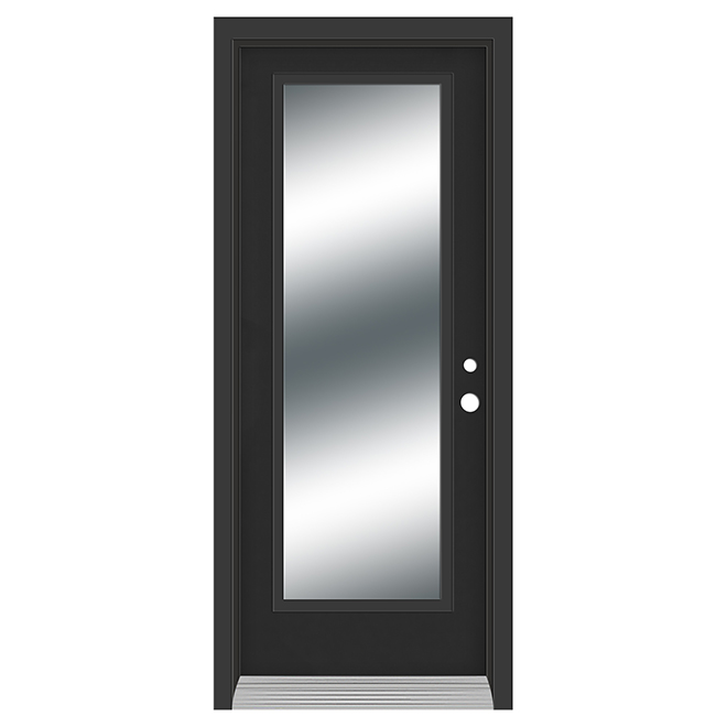 Dusco Exterior Steel Door - Left-Hand Swing - Black - Full Lite - Contemporary Look - 34-in x 80-in - 7-1/4-in Jamb