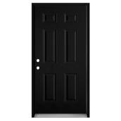 Porte d'entrée Dusco Doors en acier noir à 6 panneaux droite, 34 x 80 x 7 1/4 po.