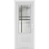 Porte d'entrée Dusco Doors en acier blanc contemporaine gauche - 34 x 80 x 7 1/4 po.