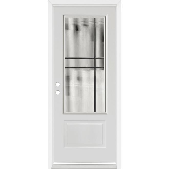 Dusco Doors White Steel Entry Door comtempory and Righthand- 34 x 80 x 7-1/4-in