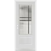 Porte d'entrée Dusco Doors en acier blanc contemporaine droite - 34 x 80 x 7 1/4 po.