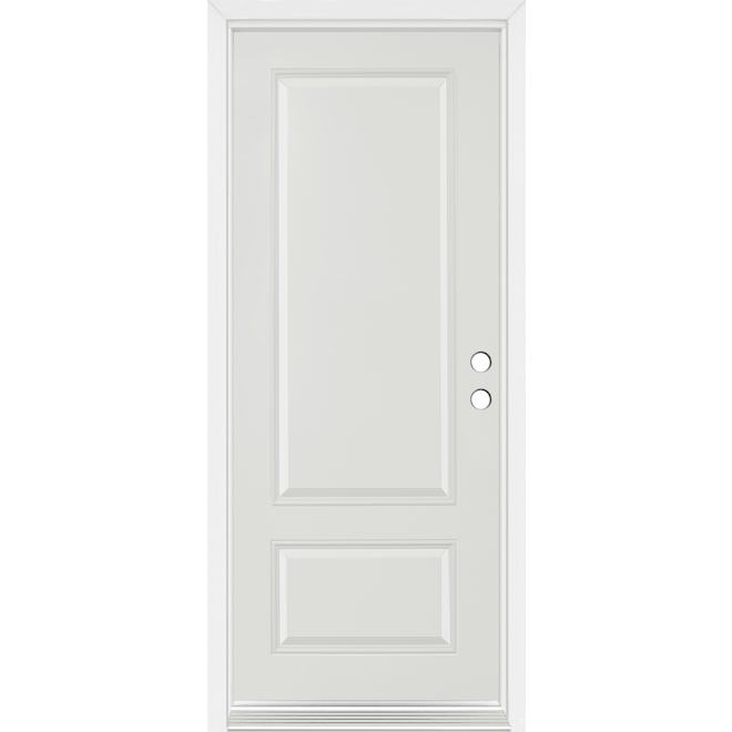 Dusco Doors White Steel Entry Door 2-Panel and Lefthand- 34 x 80 x 7-1/4-in