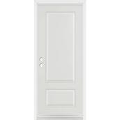 Porte d'entrée 2 panneaux Dusco Doors en acier blanc 34 x 80 x 7 1/4 po, ouverture à droite