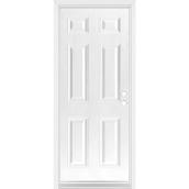 Porte d'entrée Dusco Doors en acier blanc à 6 panneaux gauche, 32 x 80 x 7 1/4 po.