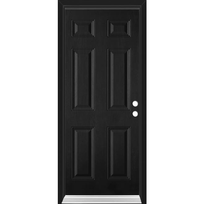 Dusco Doors Black Steel Entry Door 6-Panel and Lefthand - 32 x 80 x 7-1/4-in