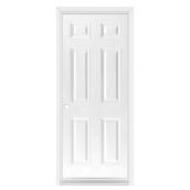 Porte d'entrée Dusco Doors en acier blanc à 6 panneaux droite, 32 x 80 x 7 1/4 po.