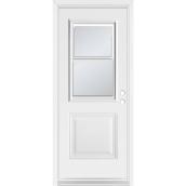 Porte d'entrée Dusco Doors en acier blanc guillotine gaucher - 32 x 80 x 7 1/4 po.