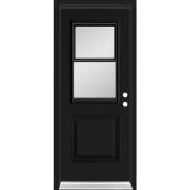 Porte d'entrée Dusco Doors en acier noir guillotine gauche - 32 x 80 x 7 1/4 po.