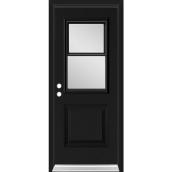 Dusco Doors Black Steel Entry Door ventlite and Righthand - 32 x 80 x 7-1/4-in