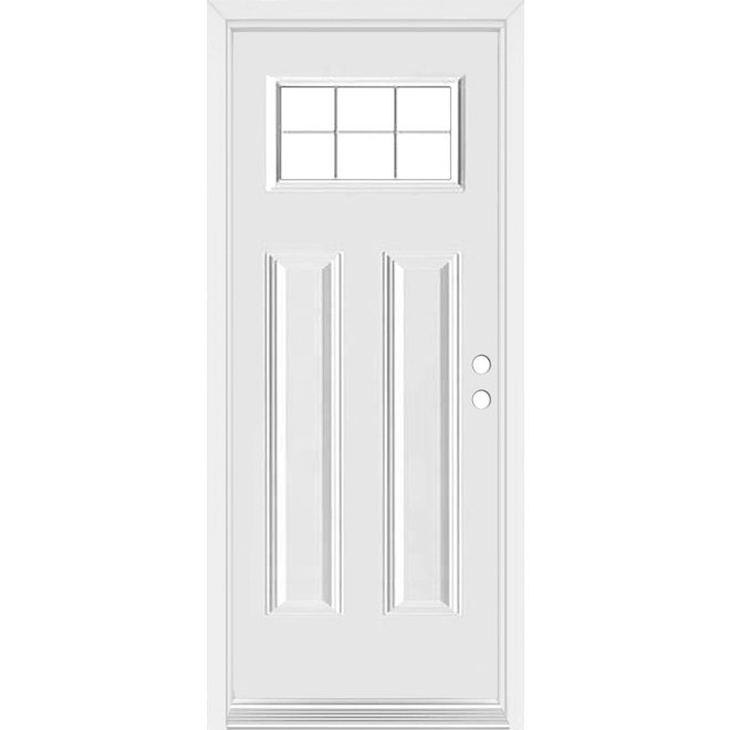 Dusco Doors White Steel Entry Door craftsman and lefthand- 34 x 80 x 7-1/4-in