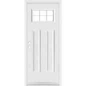 porte d'entrée Dusco Doors en acier blanc Craftsman droite - 34 x 80 x 7 1/4 po.