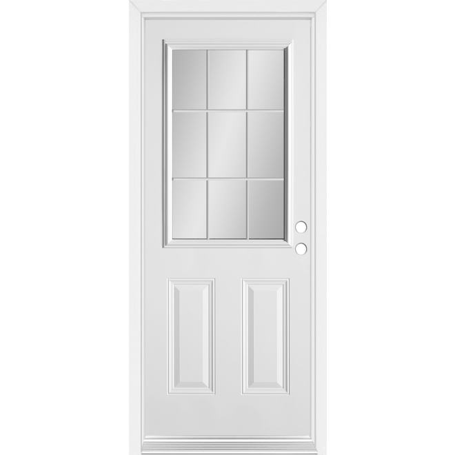 Dusco Doors White Steel Entry Door 9 Light and Lefthand- 34 x 80 x 7-1/4-in
