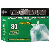 Sacs à ordures extérieurs, transparents, 67 l, paquet de 80