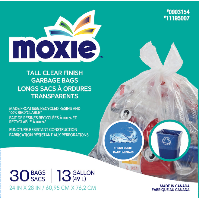 MOXIE 39-Gallons Clear Outdoor Plastic Lawn and Leaf Drawstring Trash Bag  (40-Count) in the Trash Bags department at