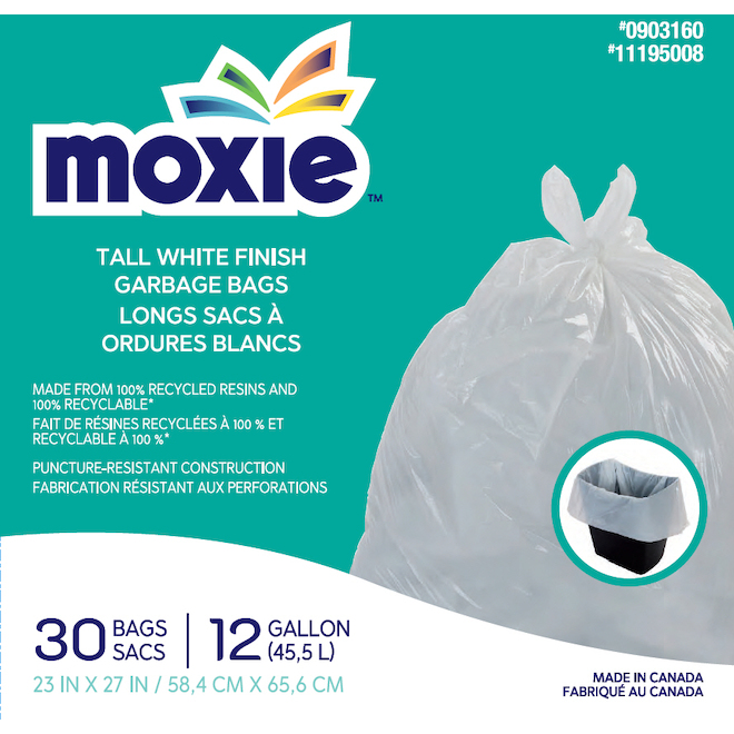 Sacs poubelle en plastique Moxie pour extérieur de 24 gallons