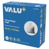 VALU+ White 45.5-Litre Large Size Garbage Bags - 30 per Box