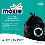 Sacs à déchet solides Moxie de 74 litres, noirs, 40 par boîte