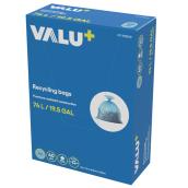 VALU+ 40-Pack 20 Gallons Blue Outdoor Plastic Recycling Trash Bag