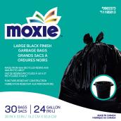 Sacs à déchet Moxie en plastique noir recyclé, capacité de 90 litres, boîte de 30 sacs