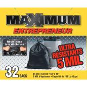 Maximum 33-in x 48-in Garbage Bags - Black Plastic - 159-L Capacity - 32 per Box