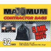 Maximum 33-in x 48-in Garbage Bags - Black Plastic - 159-L Capacity - 32 per Box