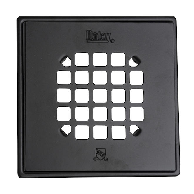 Crépine de douche universelle Oatey carrée 4,25 po à encliqueter acier inoxydable noir mat