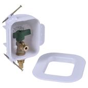 Boitier de sortie d'eau blanc I2K d'Oatey pour machine à glaçons 4,05 x 5,6 x 2,35 po