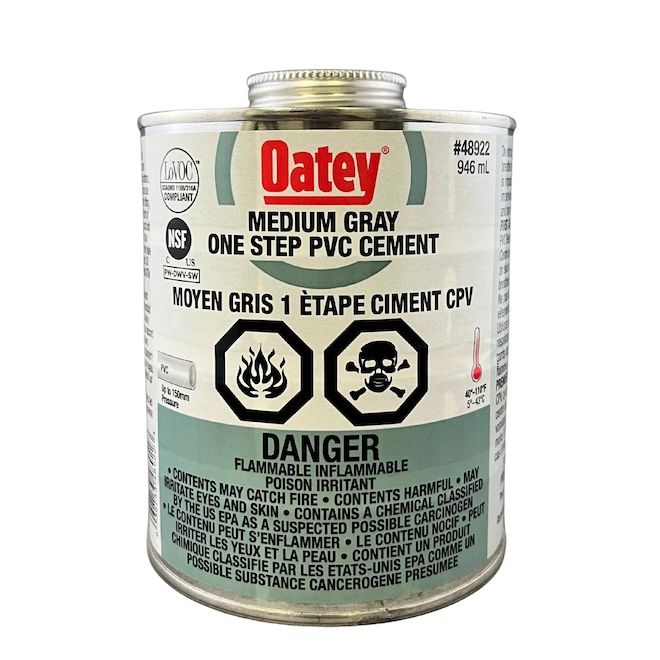 Oatey One Step PVC Cement Medium Grey - 946-mL