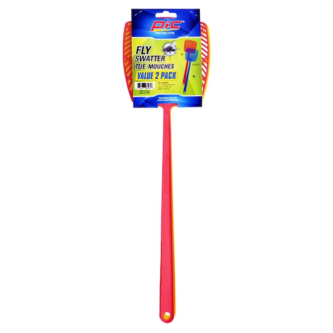 PIC 2-Pack Plastic Red Fly Swatter Set