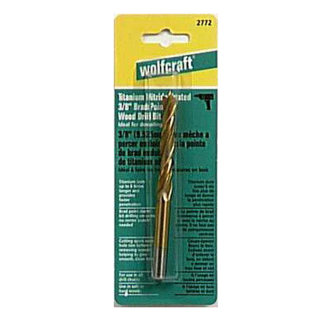Wolfcraft Wood Drill Bit 3/8in Dia Brad Point Tip Round Shank